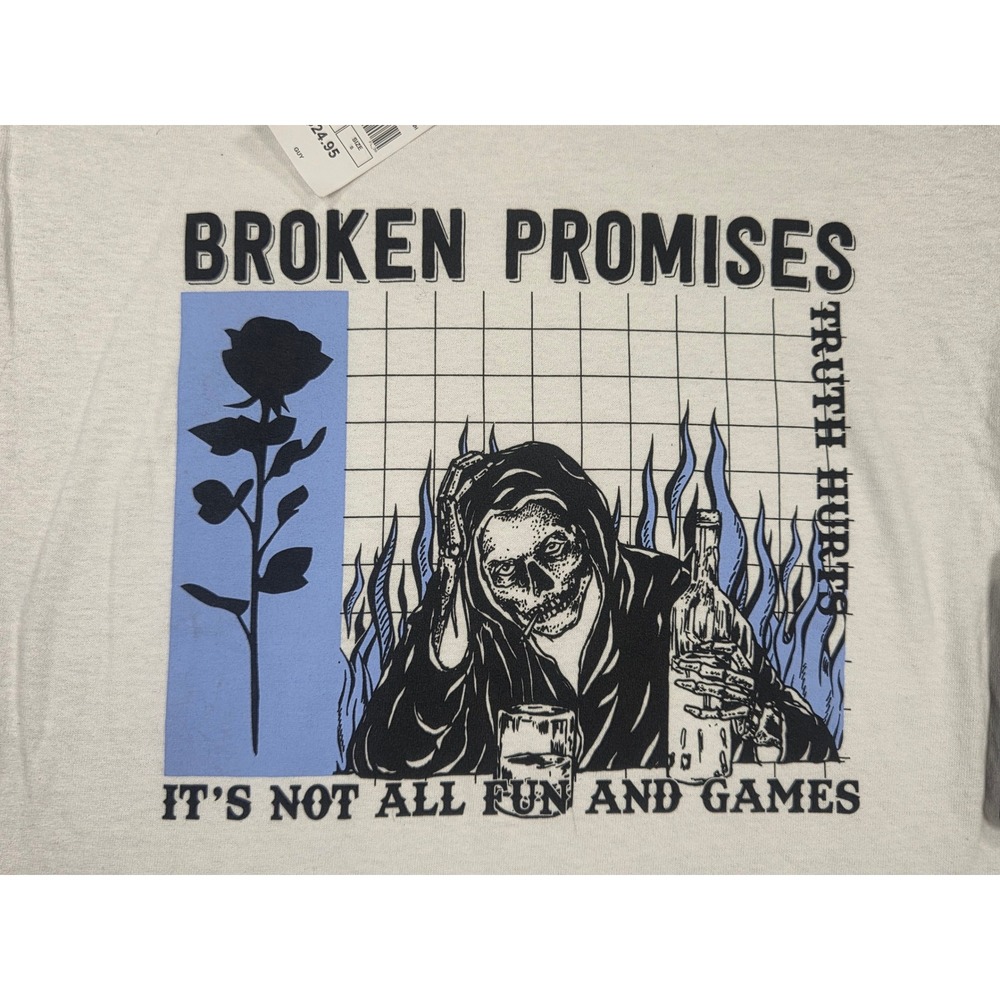 Broken Promises Mens Truth Hurts Reaper Graphic Tee White Small Zumiez New NWT